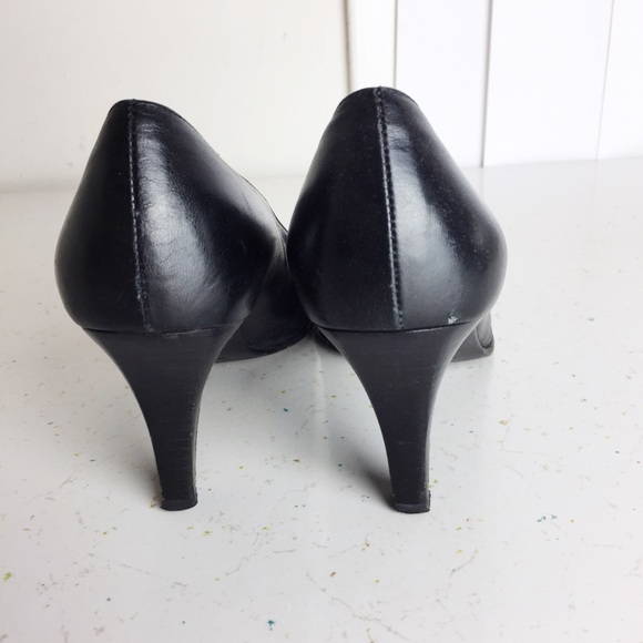 Sergio Rossi pointy toe Y2K low bow pump black leather 2000s office chic - Picture 4 of 8